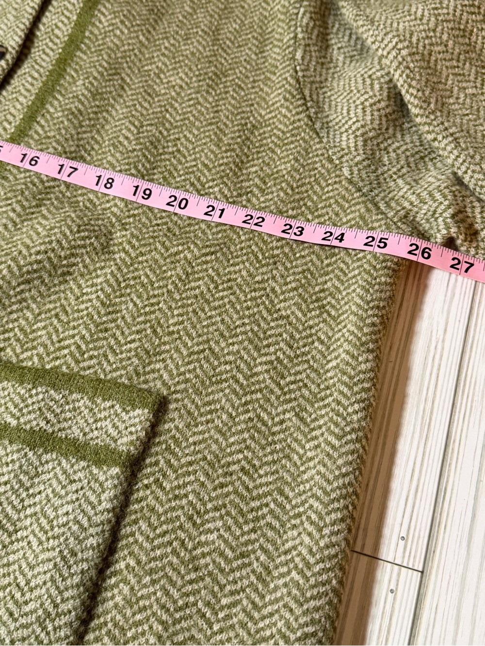 J Jill Cardigan Sweater 2X Green Herringbone Wool Blend Button Front - Picture 11 of 12